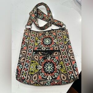 Vera Bradley Floral Crossbody Bag - Black, Pink, Yellow